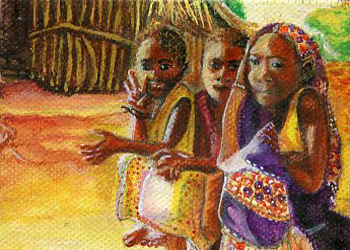 2nd PLACE AWARD:  Mozambique Breakfast Club Susan Armstrong Watertown WI acrylic on canvas SOLD